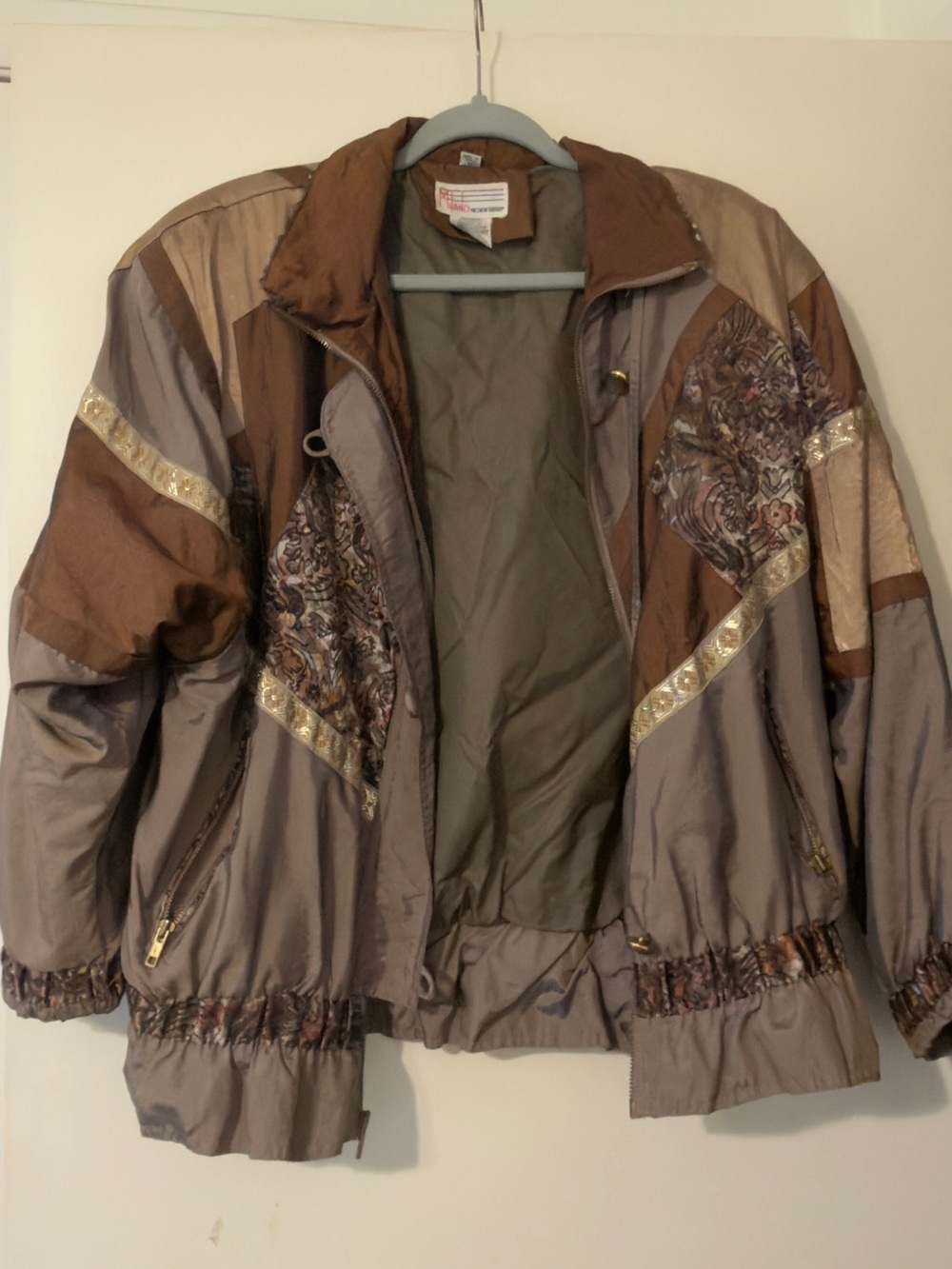 Vintage Milano Brown & Taupe Patchwork Bomber Jacket